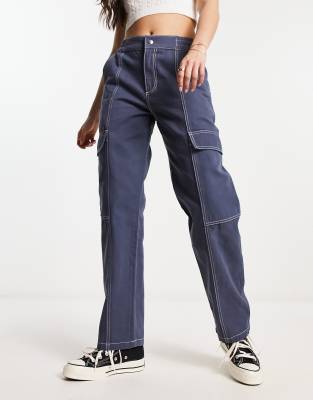 ASOS DESIGN two-piece cargo tech pants with 3D pockets in navy