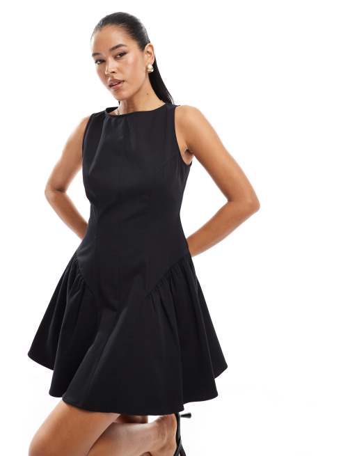 ASOS DESIGN seam detail corset mini dress in black