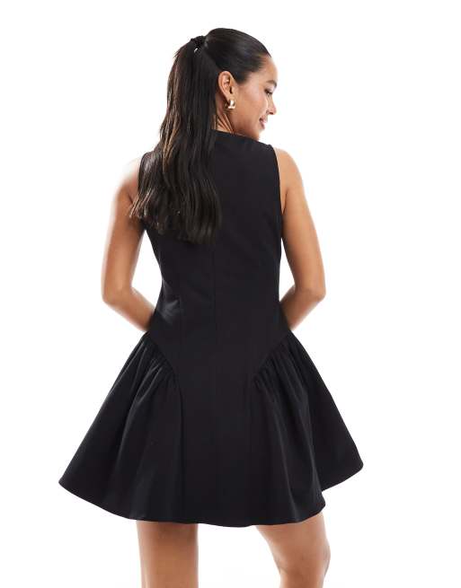 ASOS DESIGN seam detail corset mini dress in black
