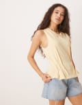 [ASOS DESIGN] ASOS DESIGN seam detail corset singlet in buttermilk-Yellow M Buttermilk