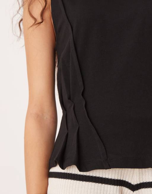 ASOS DESIGN seam detail corset tank top in black