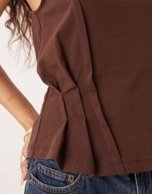 ASOS DESIGN seam detail corset tank top in chocolate