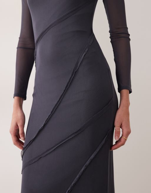 ASOS DESIGN seam detail dress in charcoal, 2 of 4