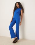 [ASOS DESIGN] ASOS DESIGN seam detail interlock flared pants in navy (part of a set) L NAVY