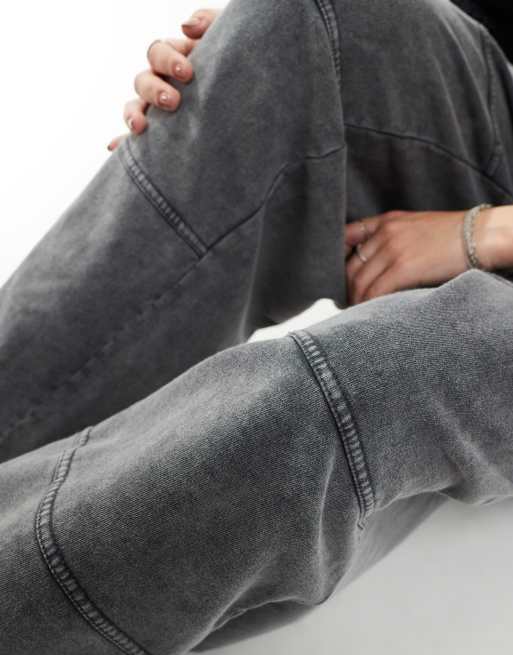 ASOS DESIGN seam detail jogger in charcoal acid wash