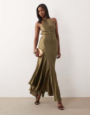 Asos Design Seam Detail Open Back Strappy Maxi Dress In Burgundy