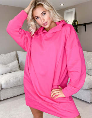 hot pink sweatshirt dress