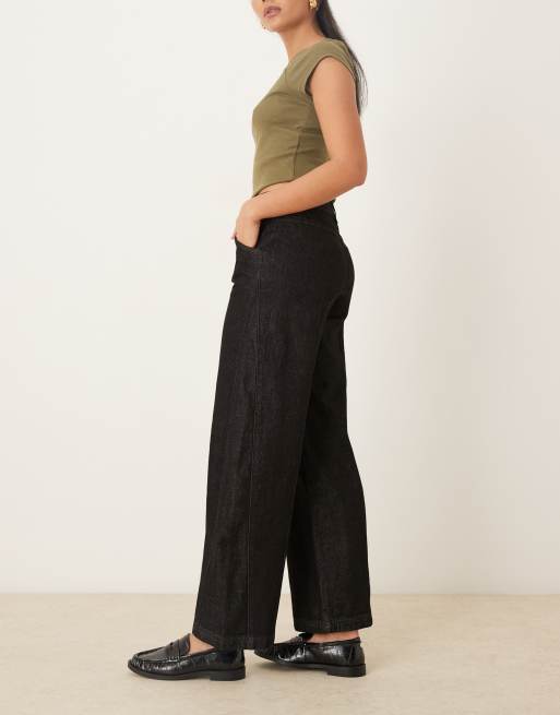 ASOS DESIGN seam detail slim barrel jeans in black ecru, 3 of 5