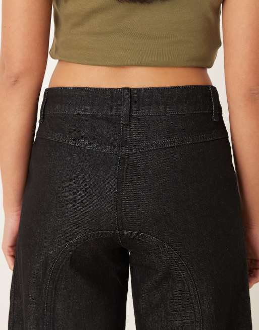 ASOS DESIGN seam detail slim barrel jeans in black ecru, 4 of 5