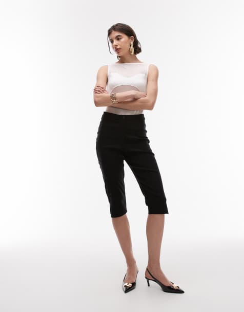 ASOS DESIGN seam detail split capri trouser in black - view 1
