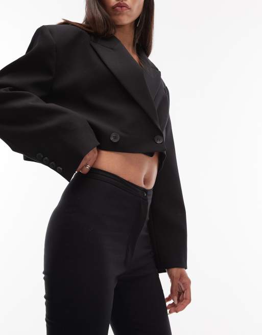 ASOS DESIGN seam detail split capri trouser in black, 4 of 5
