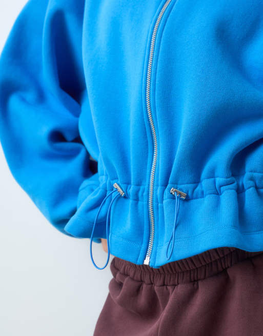 ASOS DESIGN seam detail track jacket in blue, 4 of 4