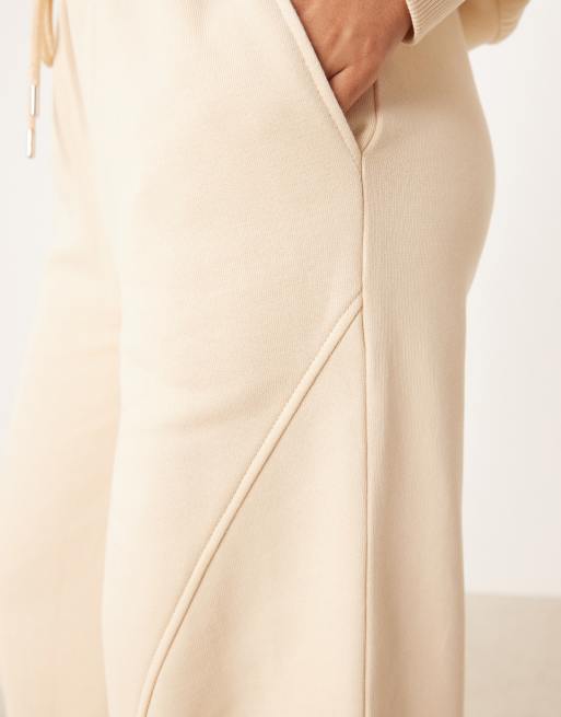 ASOS DESIGN seam detail wide leg jogger co-ord in buttermilk, 3 of 5