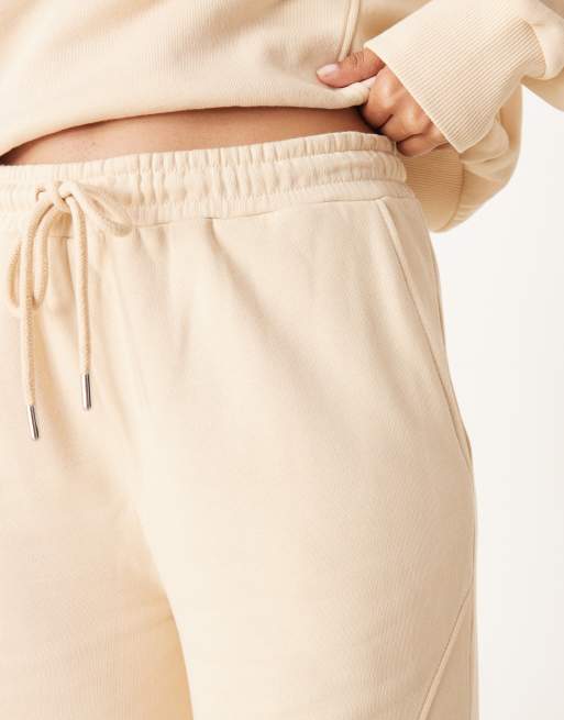 ASOS DESIGN seam detail wide leg jogger co-ord in buttermilk, 5 of 5