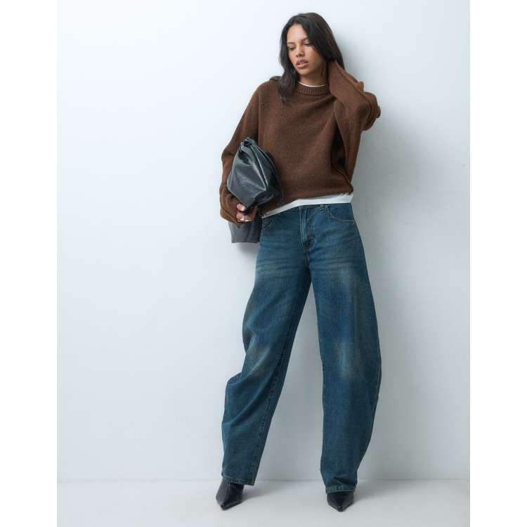 ASOS DESIGN seam detailing batwing sleeve sweater in chocolate | ASOS