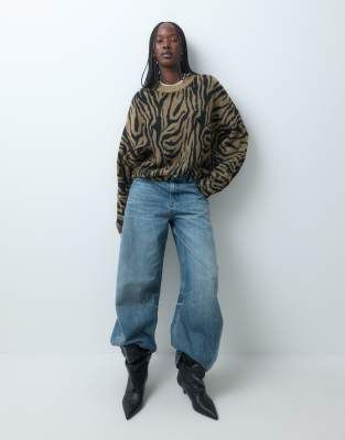 Asos Design Seam Detailing Batwing Sleeve Sweater In Multi