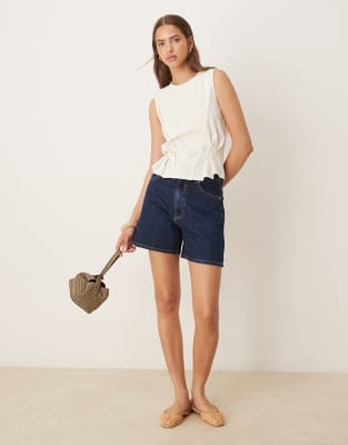 ASOS DESIGN seam details corset tank top in off white
