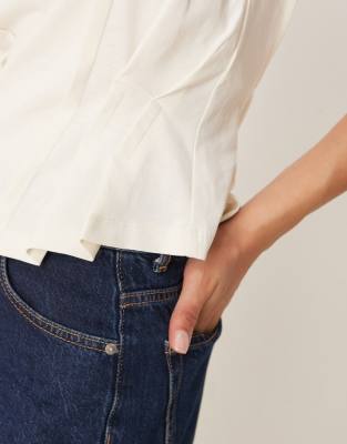 ASOS DESIGN seam details corset tank top in off white