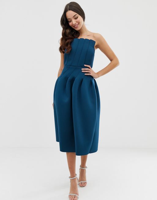 ASOS DESIGN seamed bandeau prom midi dress