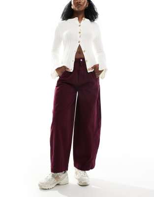 Asos Design Curve Seamed Barrel Leg Pants In Red
