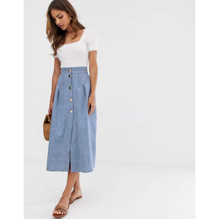 Plus size 2024 chambray midi skirt