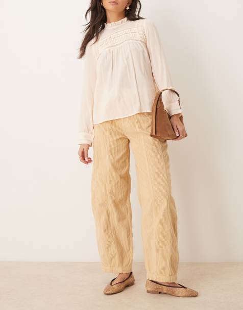 ASOS DESIGN seamed cinch jeans in brown corduroy - view 1