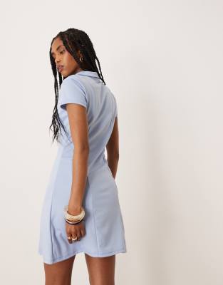 Shop Asos Design Seamed Collared Mini Dress