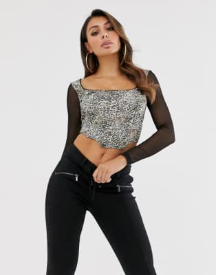 leopard print mesh trousers