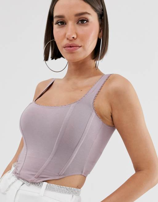 ASOS DESIGN seamed corset top with trim