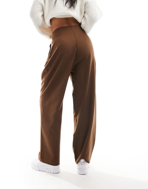 Zara High Waist Seamed Beige Trousers