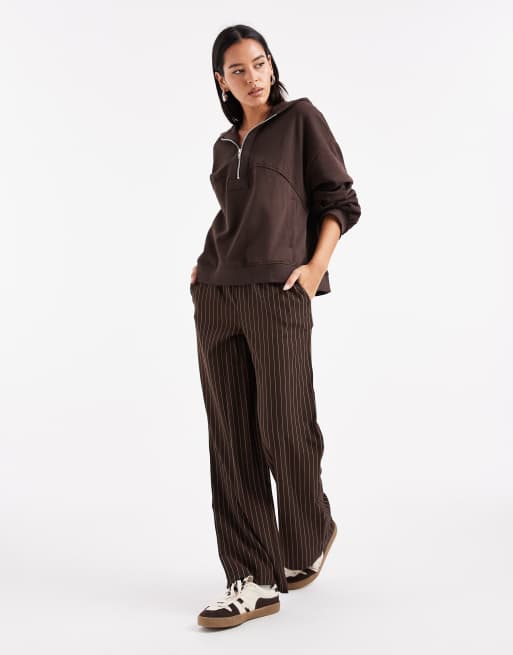 ASOS DESIGN seamed hoodie with waffle panel detail in chocolate, 4 of 4