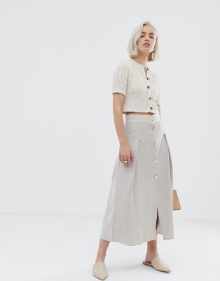 linen midi skirt