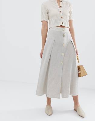 asos linen midi skirt