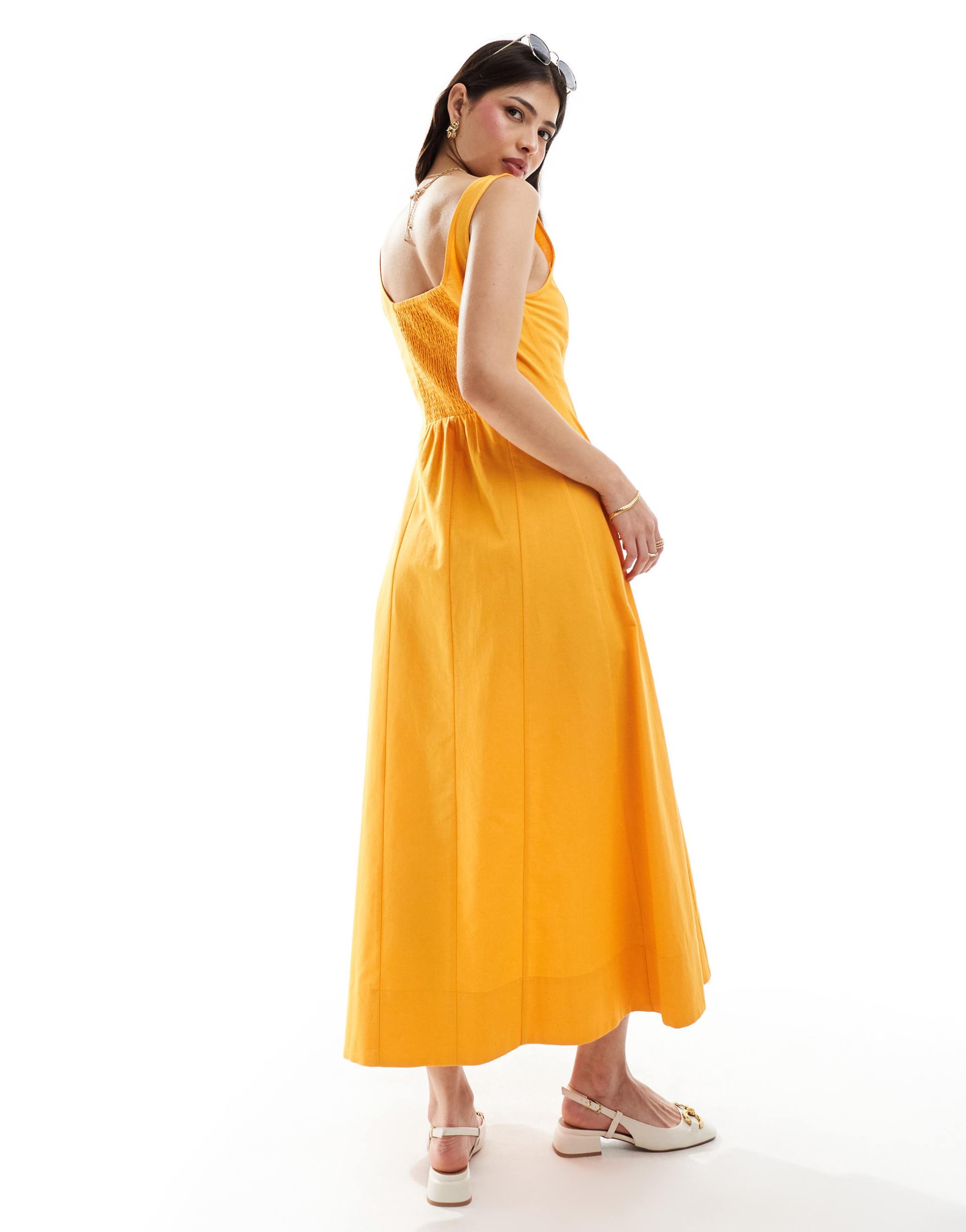 ASOS DESIGN seamed maxi tennis sundress in orange