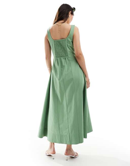 ASOS DESIGN seamed maxi tennis sundress in sage green, 4 of 4