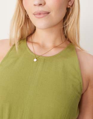 ASOS DESIGN - Robe mi-longue à surpiqûres - Olive