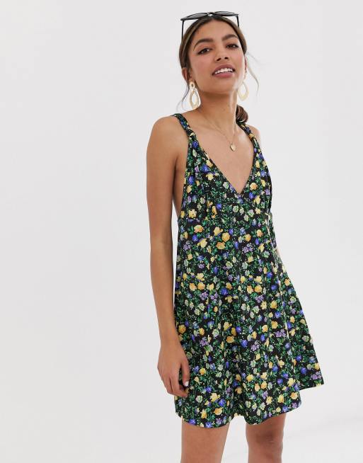 ASOS DESIGN seamed mini swing sundress in ditsy floral ASOS