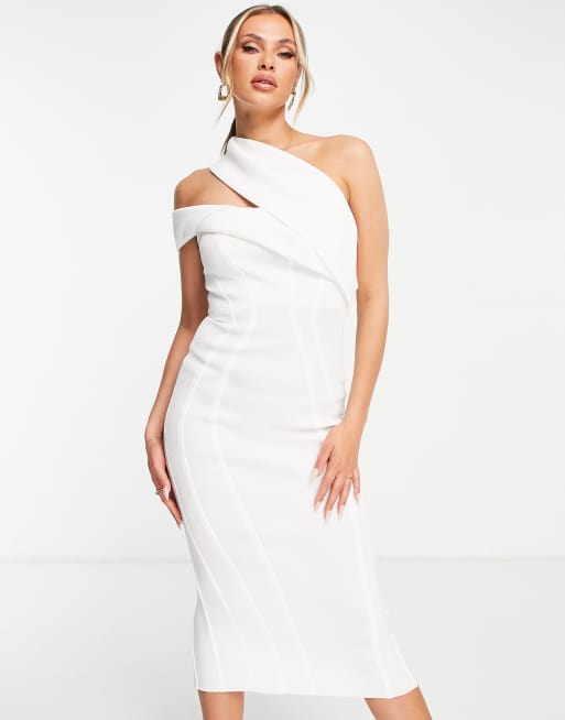 White midi 2025 dress one shoulder