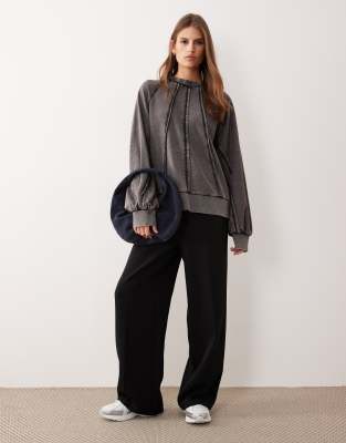 Asos Design Seamed Sweatshirt With Panel Detail In Brown