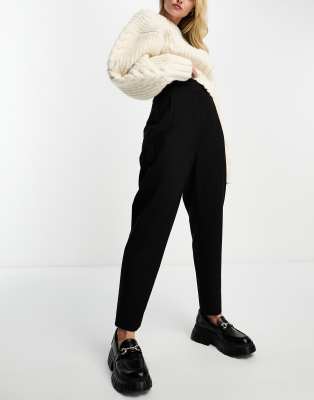 Asos Design Seamed Waist Pants In Black In Black