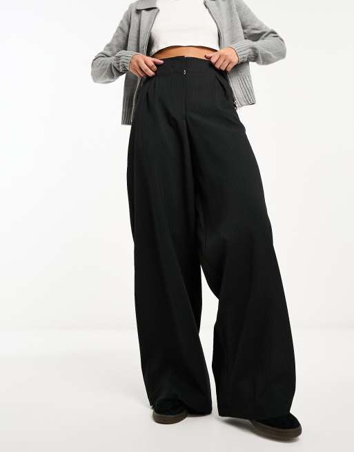 ASOS DESIGN high rise wide leg pants in stone