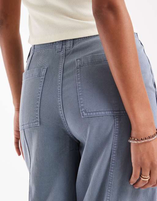 ASOS DESIGN seamed wide leg pants in washed blue, 3 of 5