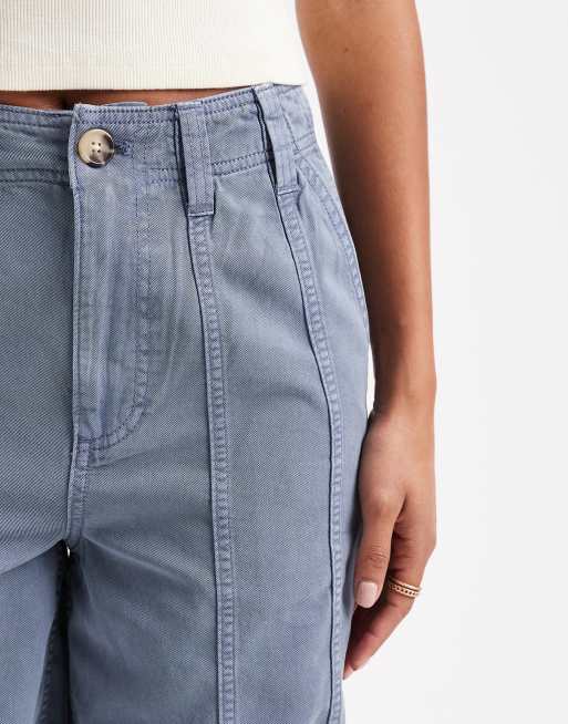 ASOS DESIGN seamed wide leg pants in washed blue, 4 of 5