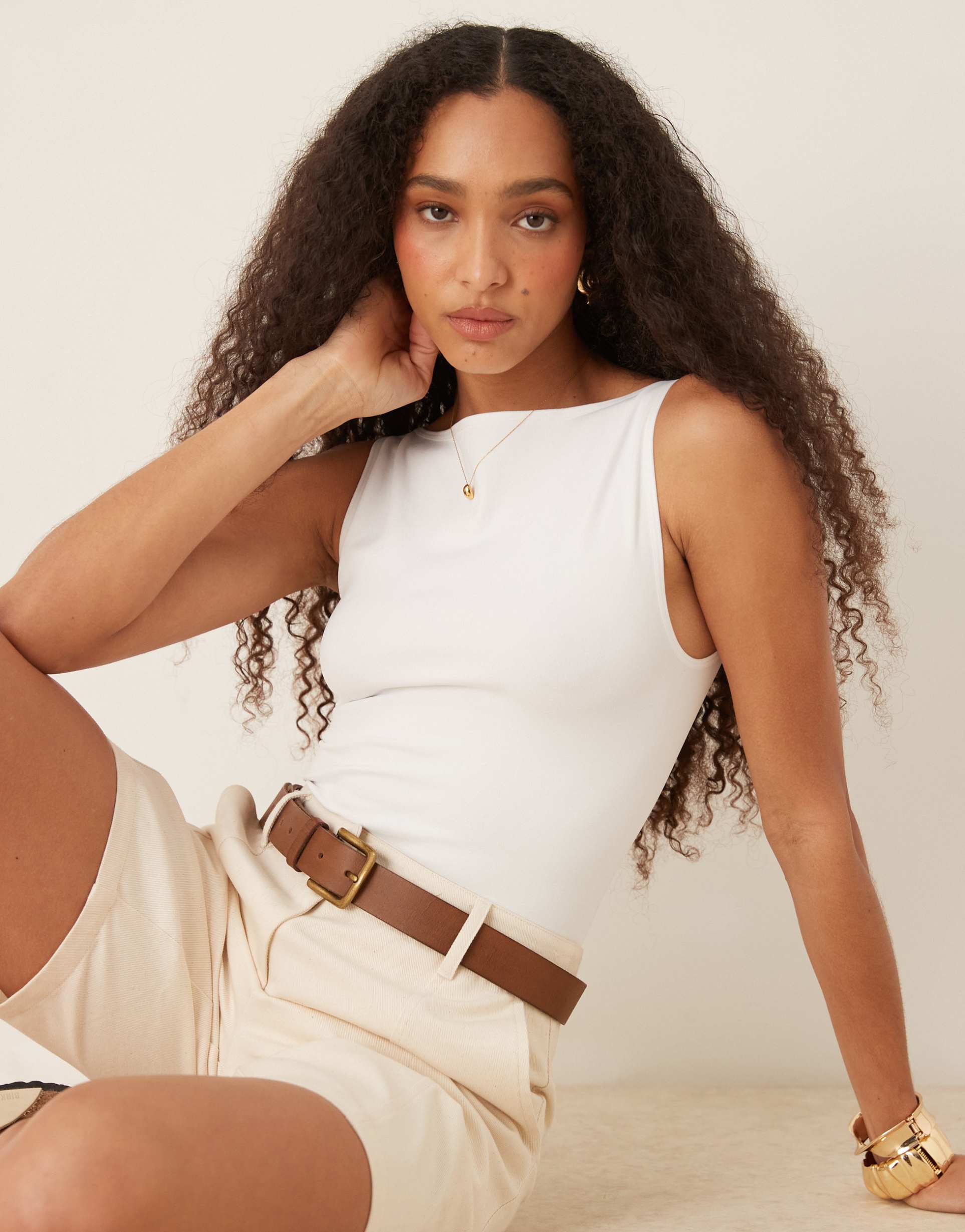 asos design seamless boat neck bodysuit in white
