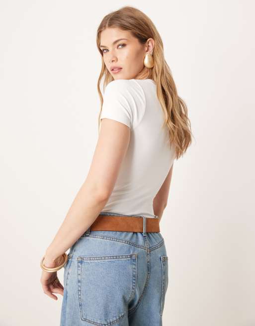 ASOS DESIGN seamless crew neck bodysuit in white