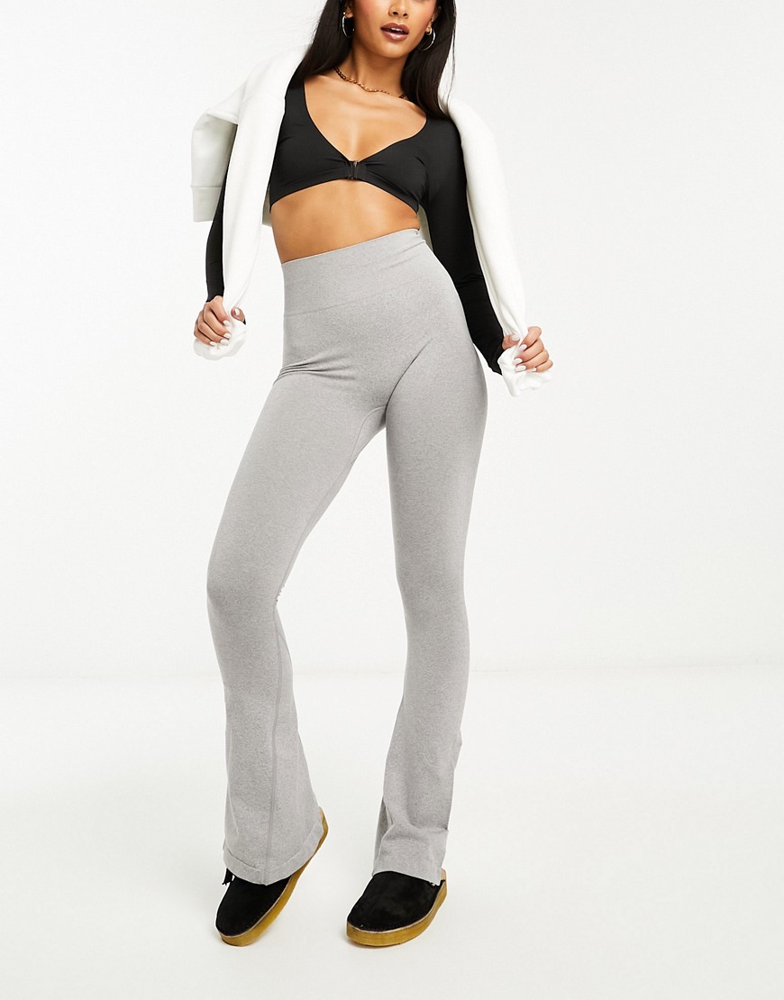 Asos Design Seamless Flare Legging In Gray Heather - Part Of A Set