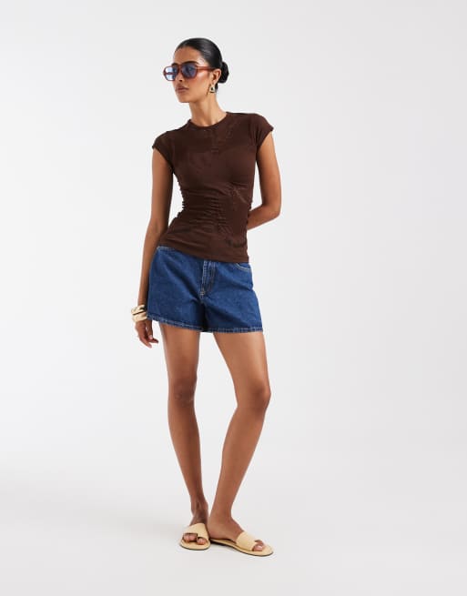 ASOS DESIGN seamless floral cut-out baby tee in choc, 2 of 4