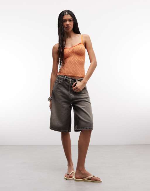 ASOS DESIGN seamless jacquard cami top in orange, 2 of 4
