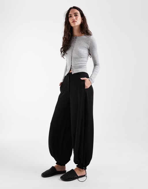 ASOS DESIGN seamless rib popper detail long sleeve top in grey marl, 2 of 4