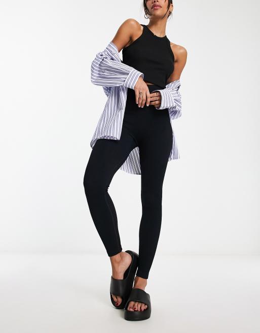 ASOS DESIGN Curve ribbed contoured stirrup legging